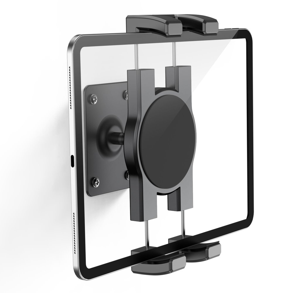 TeQable Tablet Wall Mount, 360 Rotating iPad Wall Mount Holder, Compatible with 4.7"-12.9" Tablets Including Phones, iPad Pro/Mini/Air, Samsung, Kindle, Galaxy Tab - Ideal for Gym, Kitchen, Work Use