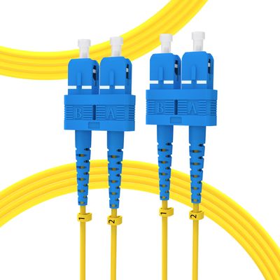KeepFly Fiber SMF Fiber Optic Cable,OS2 SC to SC Fiber Patch Cable 2m(7ft),1G/10G 9/125m Singlemode Duplex Fiber Jumper Cable,SC-SC/UPC Fiber Optic Ethernet Patch Cord LSZH(Yellow)