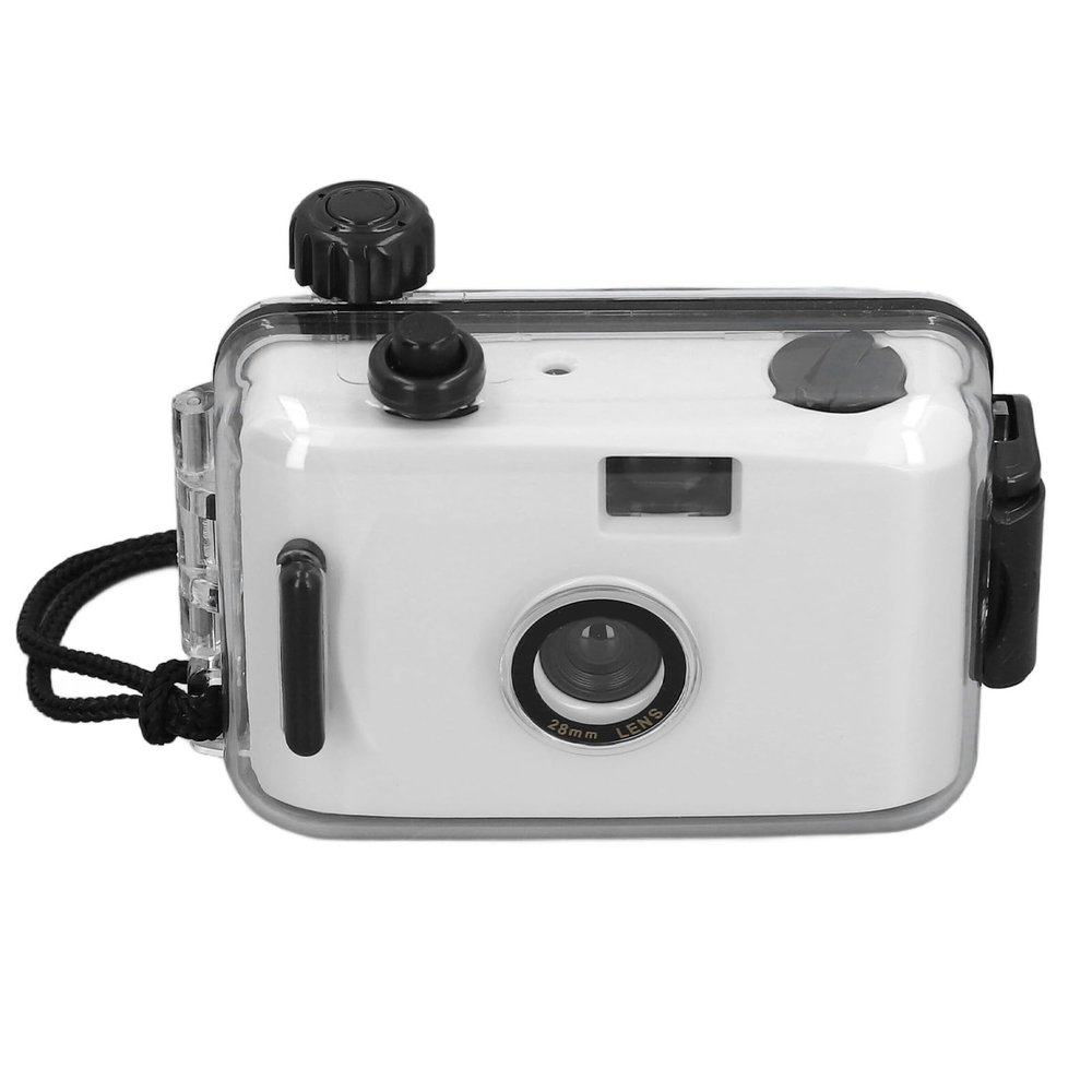 35mm Reusable Daylight Film Camera, Retro Camera with Case, Shutter Speed 1/100s and Lens of f/9 28mm, for Snorkeling, Rafting, Swimming (Black and White)