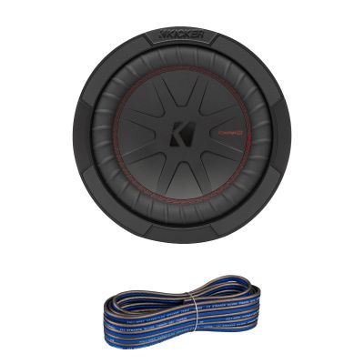 KICKER 8" 600 Watt Peak Power 2-Ohm DVC Car Audio Subwoofer with 16 Gauge 50 feet Wire