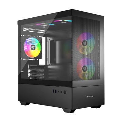 Apevia Phantom-MESH-BK Phantom Micro-ATX Dual-Chamber Mesh Gaming PC Case w/ 5X 120mm ARGB Fans, 366 RGB Modes, Mesh Airflow Performance Front Panel, 240mm Radiator Support, 2X USB3.0, HD Audio, Black