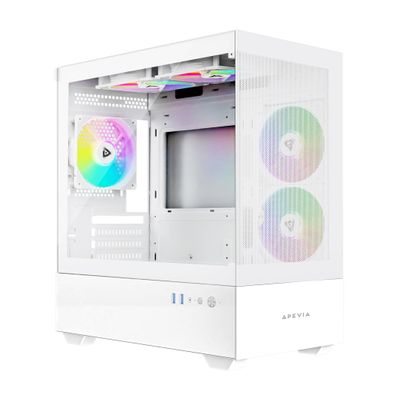 Apevia Phantom-MESH-WH Phantom Micro-ATX Dual-Chamber Mesh Gaming PC Case w/ 5X 120mm ARGB Fans, 366 RGB Modes, Mesh Airflow Performance Front Panel, 240mm Radiator Support, 2X USB3.0, HD Audio, White