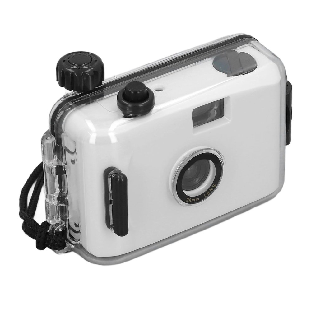 Zyyini 35mm Film Camera, Focus, Shutter Speed 1/100s, Reusable Film Camera with Case, for Snorkeling, Water Rafting, Swimming (Black and White)