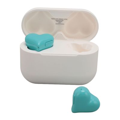 Bewinner Heart Shaped Wireless Earbuds with Noise Cancellation, Bluetooth 5.3 & Wireless Charging Case, 20H Total Playtime for Gym Office School - Light Blue