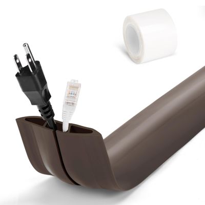 Brown Cord Protectors - 6ft Expansion Cord & Power Cord Covers, Floor Cable Management, Outdoors Extension Cord Cover - 0.6' W x 0.31' H