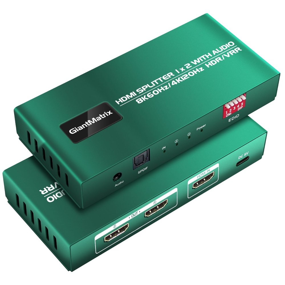 HDMI Splitter 1 in 2 Out 4k 120hz with Audio Extractor Hue Sync Box 1x2 hdmi 2.1 Splitters 8k 2 Way hdmi Splitter 1 in 2 Out 4k 120hz hdmi duplicator 1 Input 2 Output 8k hdmi 2.1 duplicator 1x2