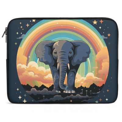 17inch Laptop Sleeve Bag A Cute Elephant on A Rainbow Background Laptop Bag Shockproof Computer Carrying Cover Slim Briefcase Handbag