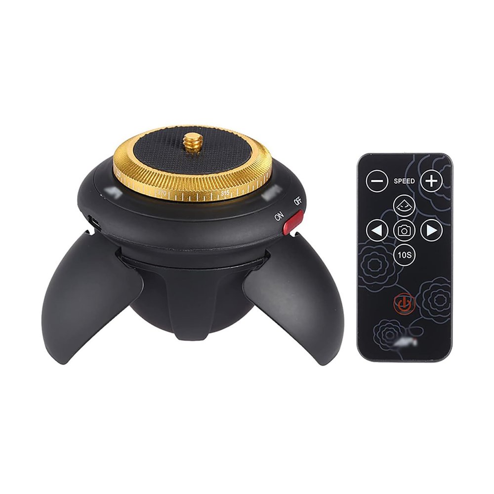 LGRFUXIN Black,Tripod Head, 72mm Auto Motorized Rotating Panoramic Head with Remote Control, 360 Multi-Angle Rotating Panoramic Shooting, for Smartphone Cameras