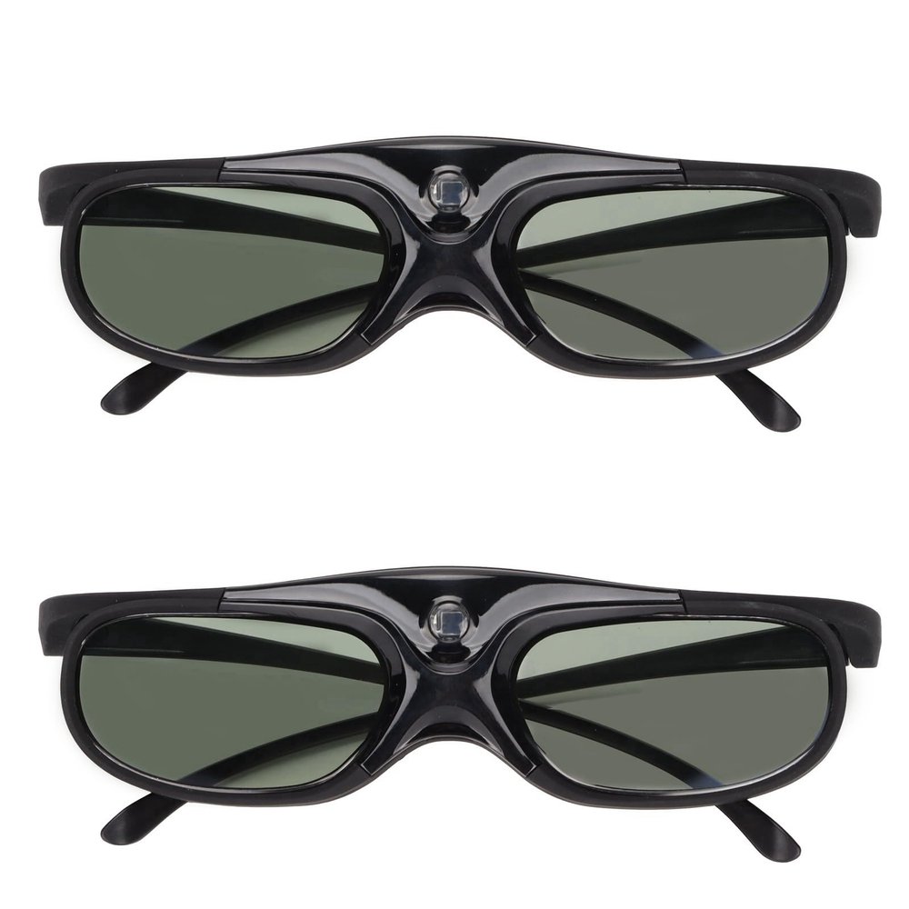 DLP Link 3D Glasses, LCD Lens Rechargeable 3D Movie Glasses 144Hz 2Pcs for DLP Link Projector for 3D Movie