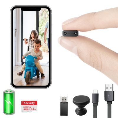 Free 64G Smallest Wireless WiFi Camera With Battery,HD1080P Portable Security Camera with Video Recording Live Feed,Night Vision,Motion Detection,Remote Viewing for Security with iOS Android APP