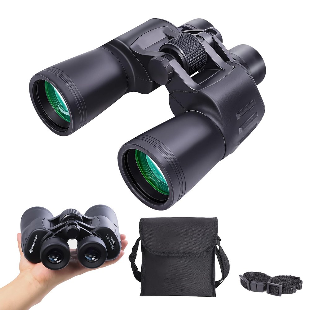 BRESSER 12x50 Binoculars for Adults High Powered with HD Optical System, Non-Slip Grip, Waterproof, Shockproof, Low Light Vision for Bird Watching Hunting Football Games Travel Stargazing Cruise