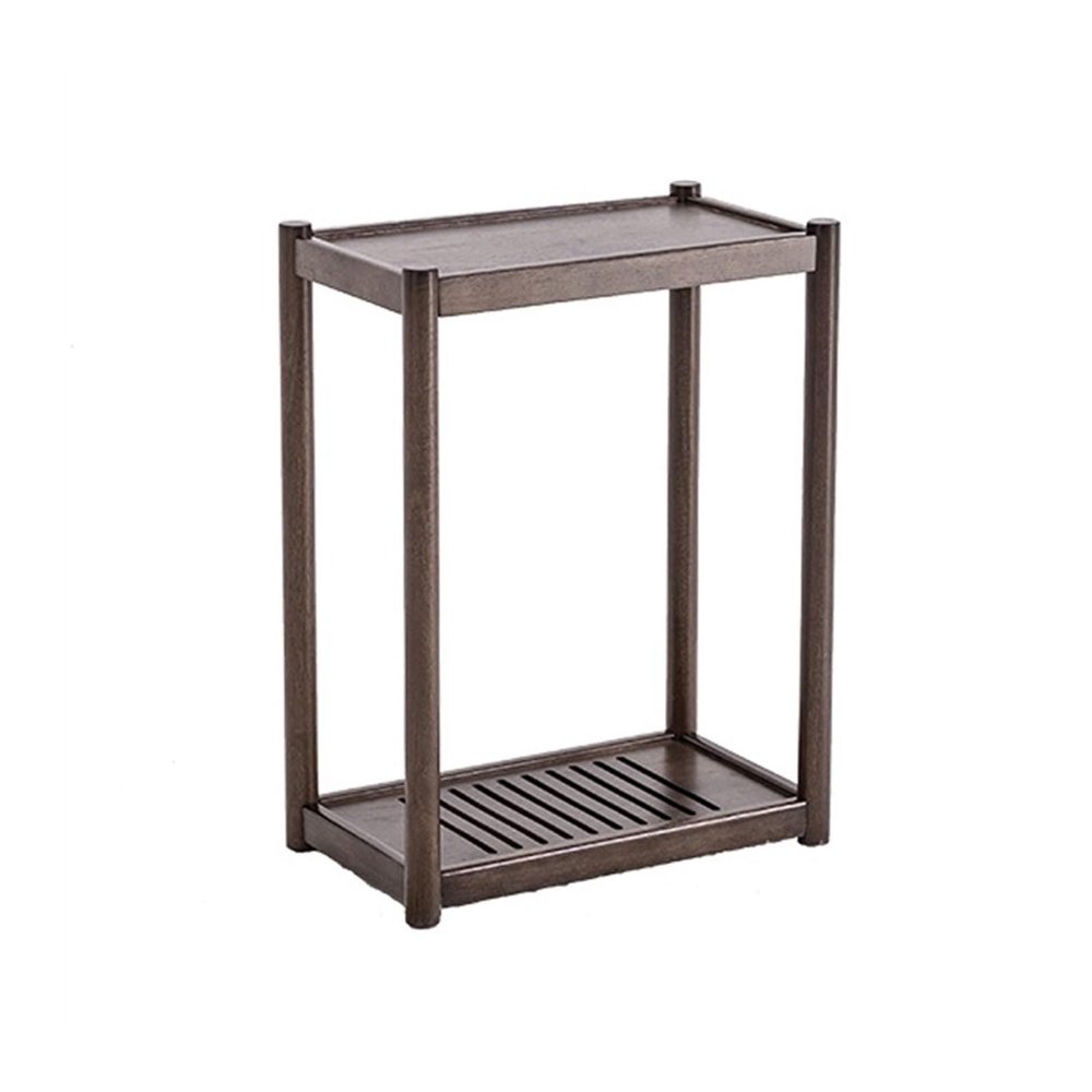 GLigeT 2-Tier Mobile CPU Holder Wood PC Tower Stand with Invisible Caster Wheels Floor Standing PC Main Case Stand for Home Office(Brown,L)