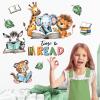 Mfault Time to Read Animal Book Wall Decals Stickers, Educational Elephant Lion Giraffe Nursery Decorations Classroom Bedroom Art, Zebra Leopard Plant Neutral Toddler Kids Reading Corner School Decor view 4
