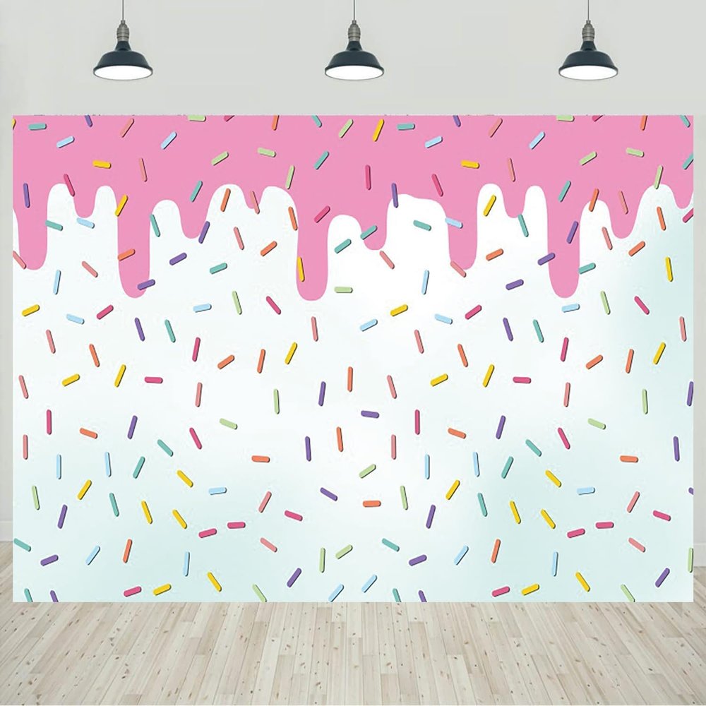 15x10ft Donut Backdrop Colorful Sprinkles Photography Background Boys Girls Birthday Sweet One Donut Grow Up Baby Shower Party Decorations Banner Photo Studio Props