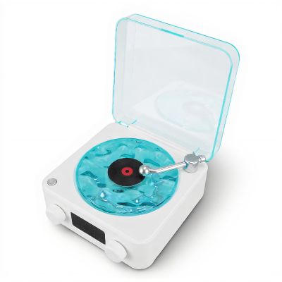 ASHATA Record Player Speaker with Night Light, Time Display, and Multifunction, for Girls (White)