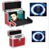 Retro musique Aluminium 12" Vinyl Record Storage Case with Unique Folding Front Flap for Better Access to Your LPs,Holds up to 40 LPs,(in PVC Sleeves) includes 40 Vinyl Record Outer Sleeves, Red (12 view 1
