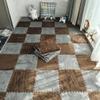 20pcs Splicing Mat Ins Style Room Carpet, Bedroom, Children's Bedside Blanket, Stain Resistant Living Room, Soft Thicken Interlocking Carpet Tiles Floor Mat(Grey+Brown) view 1