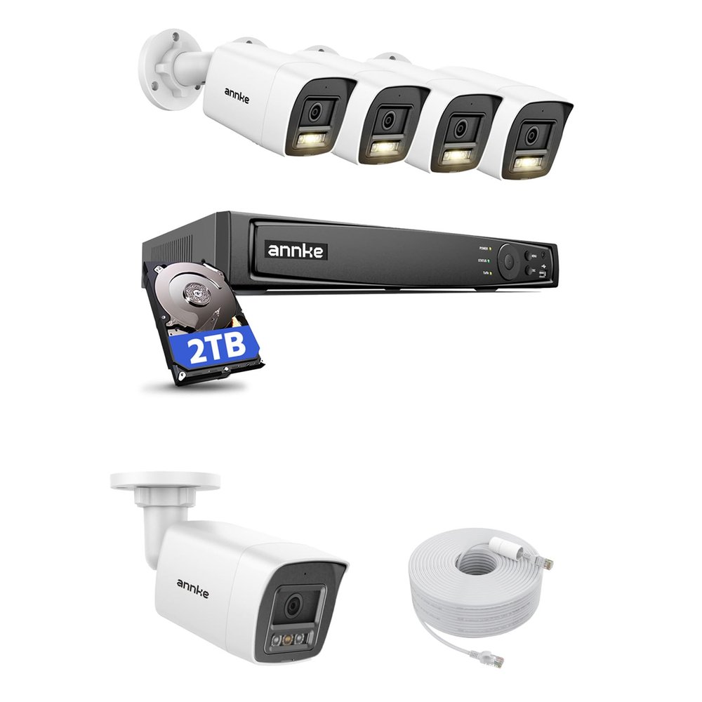 ANNKE H1200 12MP Security Camera System, 12MP H.265+ 8CH NVR and 5 X 12 Megapixel UHD PoE Surveillance IP Cam with Smart Dual Light, AI Human&Vehicle Detection, Color Night Vision