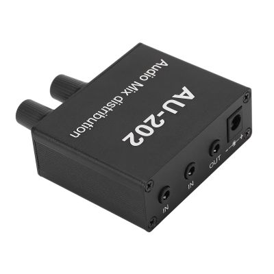 Audio Mixed Distributor, Aluminum Alloy 2 Input 2 Output Good Heat Dissipation Stereo Audio Mixed Distributor for AV Receiver