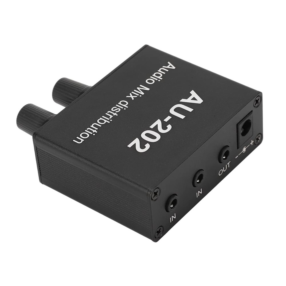 Audio Mixed Distributor, Aluminum Alloy 2 Input 2 Output Good Heat Dissipation Stereo Audio Mixed Distributor for AV Receiver