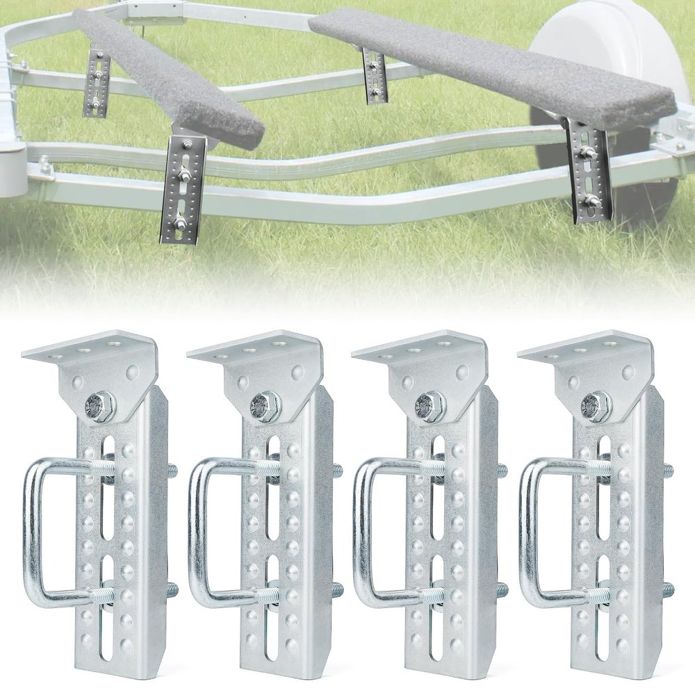 Aupar Heavy Duty 8" Boat Trailer Bunk Brackets, 4 PCS Galvanized Swivel Top Bunk Bracket Kit for 1.5" x 3", 2" x 3", 3" x 3" Boat Trailer Crossmember