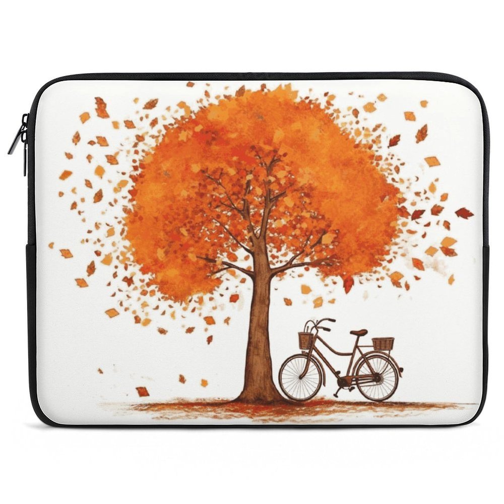 17inch Laptop Sleeve Bag Autumn Tree with Aged Old Bike Laptop Bag Shockproof Computer Carrying Cover Slim Briefcase Handbag