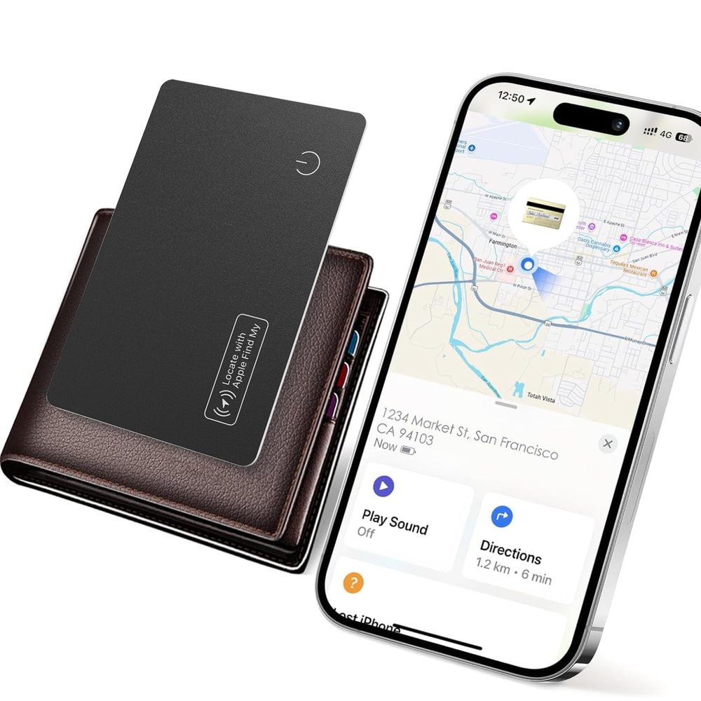 YAOTE Apple MFi Certified Wallet Tracker, Works with Apple Find My, Rechargeable 0.07in Ultra-Slim Tracking Card, Item Locator for Wallet, Luggage, Passports, Purse