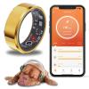 Oulencu Smart Ring Health Tracking Sleep Tracker for Men and Women, Fitness Tracker, Heart Rate, Blood Oxygen Monitor, Calorie Tracker, Shake and Take Photos, Waterproof (Gold, #12-67.2mm/2.65in) view 1
