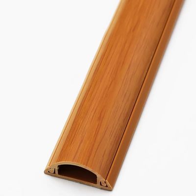 Self Adhesive PVC Floor Cord Cover, Vintage Half Round Hard Wood Wire Protector, Wood Grain TV Cable Hider for Office Kitchen Home, Easy to Install(5 cables, D-Length 39.3")