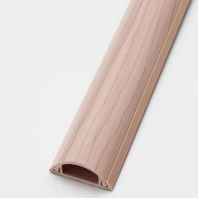 Self Adhesive PVC Floor Cord Cover, Vintage Half Round Hard Wood Wire Protector, Wood Grain TV Cable Hider for Office Kitchen Home, Easy to Install(3 cables, B-Length 39.3")