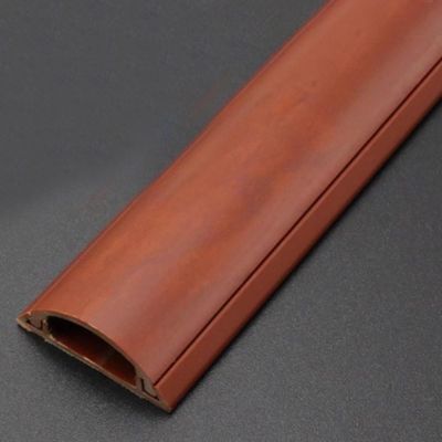 Self Adhesive PVC Floor Cord Cover, Vintage Half Round Hard Wood Wire Protector, Wood Grain TV Cable Hider for Office Kitchen Home, Easy to Install(2 cables, I-Length 39.3")