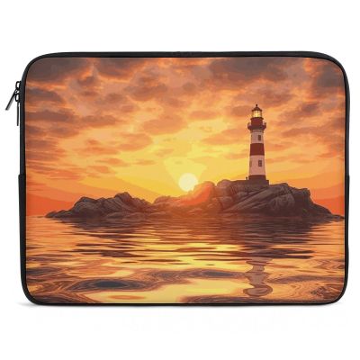 17inch Laptop Sleeve Bag Sea Lighthouse in Sunset Laptop Bag Shockproof Computer Carrying Cover Slim Briefcase Handbag
