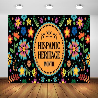 BELECO 9x6ft Fabric Hispanic Heritage Month Backdrop Decorations National Hispanic Heritage Month Decorations Banner Background Latin American Banner Spanish Classroom Decorations Photo Props