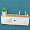 FENOKD Wall Mount WiFi Uter Storage Box Wooden Uter Fenches Power Strip and Cable Management Storage Box for Bedom Living Om (C 60X21X12Cm) view 3