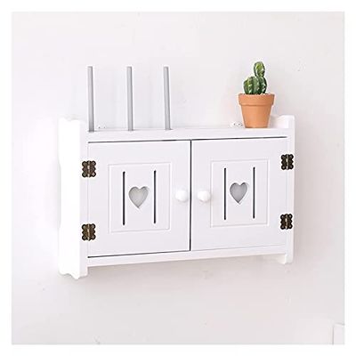 FENOKD Wooden Uter Storage Box Wall Mounted Non-Punching Cable Management Box Cable Organizer Box to Cover and Hide Power Strips/Cords (E Small)