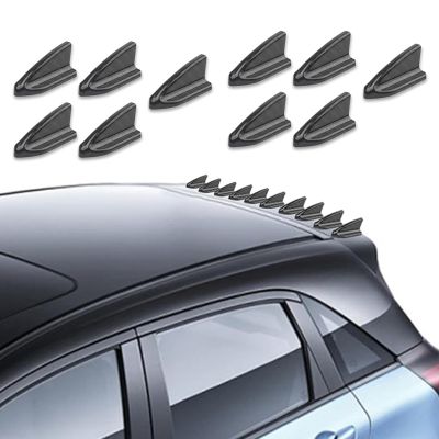 awlbed 10 PCS Car Drag Reduction Noise Reduction Shark Fin Antenna, Self-Adhesive Smooth Linear Design Roof Wing Air Vortex Generator, Modified Accessories, for Most Models (Carbon Fiber Black)