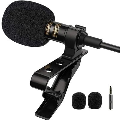 PGNEX Lavalier Lapel Microphone Omnidirectional Mic with Easy Clip On System for Recording Interview