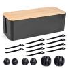 Cable Management Box - Wooden Style Large Cord Organizer Box to Hide Wires & Large Cable Organizer Box to Cord Organizer Box for Home & Office, Black view 2
