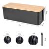 Cable Management Box - Wooden Style Large Cord Organizer Box to Hide Wires & Large Cable Organizer Box to Cord Organizer Box for Home & Office, Black view 3