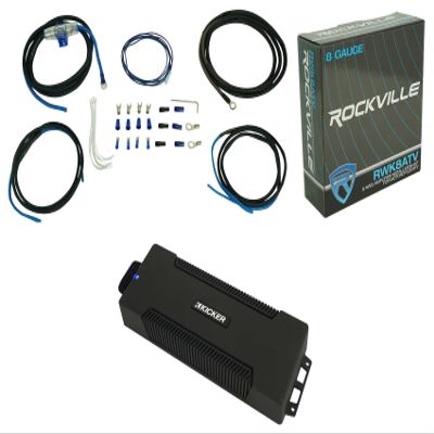 Audiosavings Bundle: (1) Kicker 48PXA10005 1000 Watt 5-Channel Amplifier Amp for ATV/UTV/RZR PXA10005 Bundle with (1) Rockville RWK8ATV OFC Copper 8 AWG Gauge Amp Installation Wire Kit (2 Item)