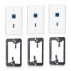 3 Pack HDMI Ethernet Wall Plate, RJ45 Cat6 HDMI Keystone Jack, 2-Port Ethernet Wall Outlet with Low Voltage Mounting Bracket, Hide Cables Behind The Wall view 1