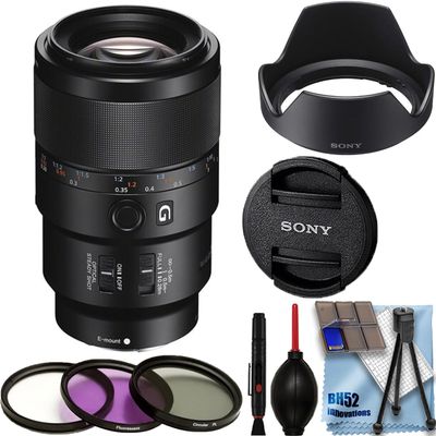 Sony FE 90mm f/2.8 Macro G OSS Lens + 3 pcs Filter Kit (UV/CPL/FLD) + Deluxe Accessory Bundle (Renewed)