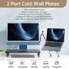 3 Pack Ethernet Wall Outlet, 2-Port Ethernet Wall Plate RJ45 Cat6 Blue Keystone Jack with Low Voltage Mounting Bracket, Hide Cables Behind The Wall view 3