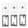 3 Pack Ethernet Wall Plate, RJ45 Cat6 Blue Keystone Jack, 1-Port Ethernet Wall Outlet with Low Voltage Mounting Bracket, Hide Cables Behind The Wall view 1