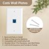 3 Pack Ethernet Wall Plate, RJ45 Cat6 Blue Keystone Jack, 1-Port Ethernet Wall Outlet with Low Voltage Mounting Bracket, Hide Cables Behind The Wall view 2