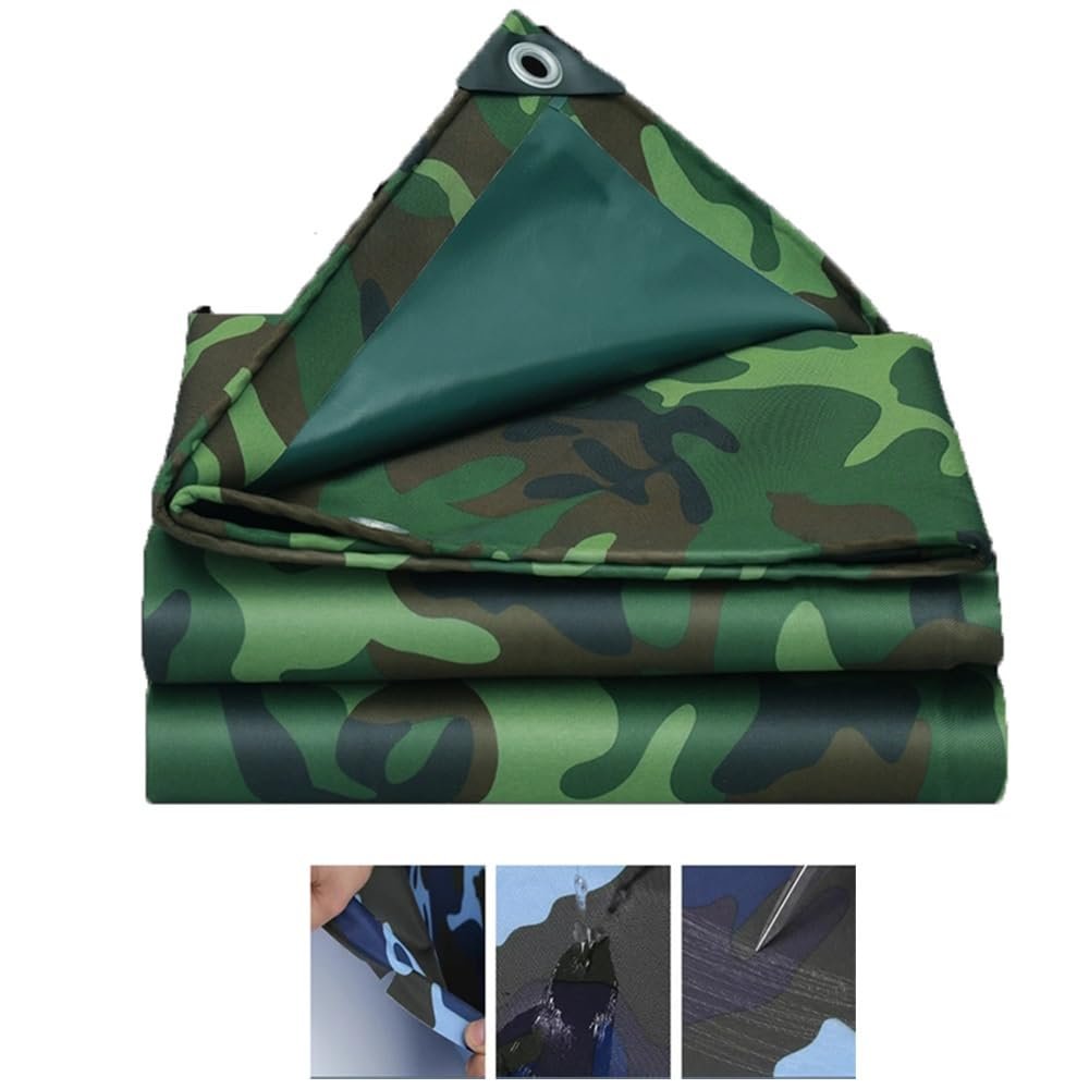 NILZA 10x13Ft Camouflage Tarpaulin Waterproof Tarp Cover Outdoor Canvas Fabric with Eyelets Camo Sheet for Car Boat Roof Camping Garden Furniture Caravan Cover(Green,1.5mx2m(5x6.5ft))