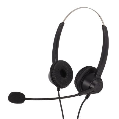 Commercial Headphones with Noise Cancelling Microphone, RJ9 Binaural Connector, Wired Phone Headset for Customer Service, Volume Adjustment Microphone,