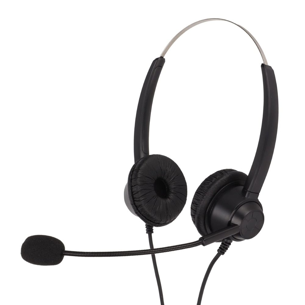 Commercial Headphones with Noise Cancelling Microphone, RJ9 Binaural Connector, Wired Phone Headset for Customer Service, Volume Adjustment Microphone,