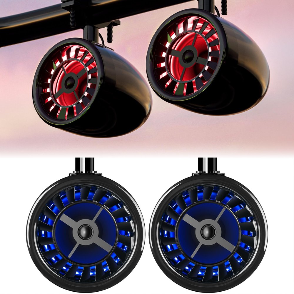 GoHawk UTV Bluetooth Audio System | IP56 Waterproof Amplifier with 4 Speakers (2 Woofer + 2 Tweeter) | LED Rocker Control | Compatible with Polaris RZR, Can-Am, Jeep, ATV Roll Cages