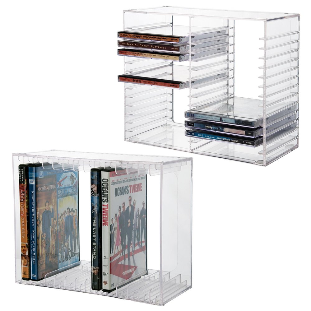 STORi Stackable Clear CD & DVD Organizer Bundle, with Rubber Feet, Made in USA